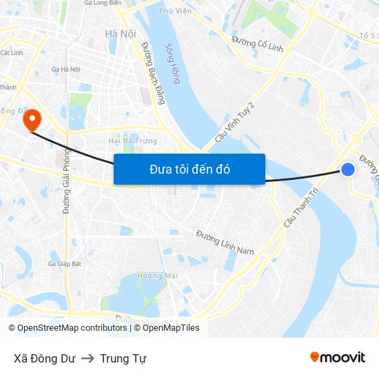 Xã Đông Dư to Trung Tự map