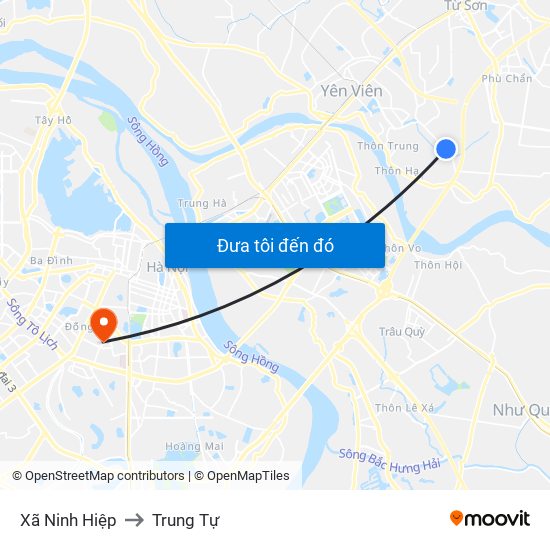 Xã Ninh Hiệp to Trung Tự map