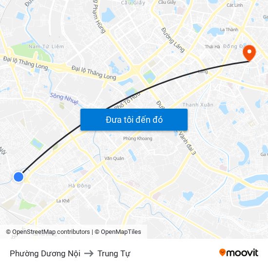 Phường Dương Nội to Trung Tự map