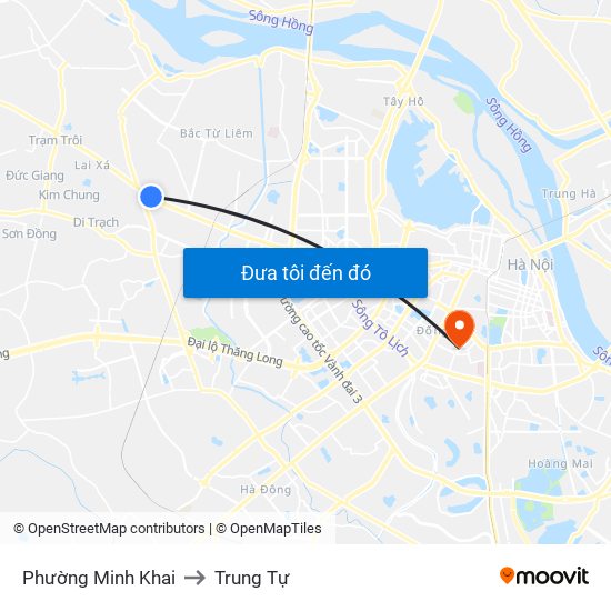 Phường Minh Khai to Trung Tự map