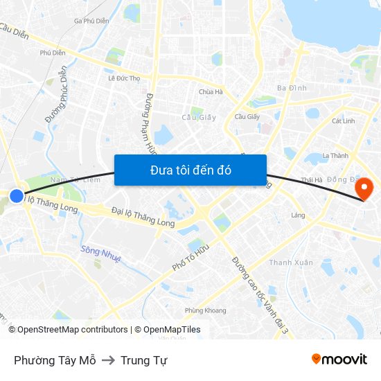 Phường Tây Mỗ to Trung Tự map