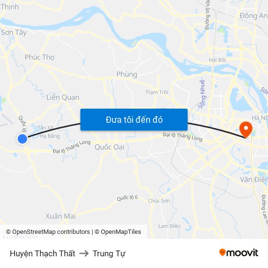 Huyện Thạch Thất to Trung Tự map