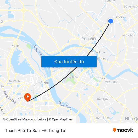 Thành Phố Từ Sơn to Trung Tự map