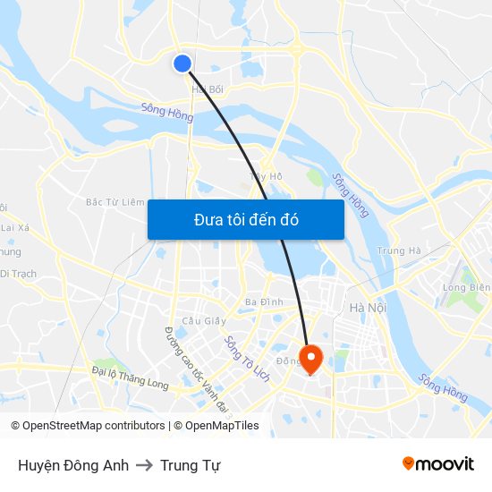 Huyện Đông Anh to Trung Tự map