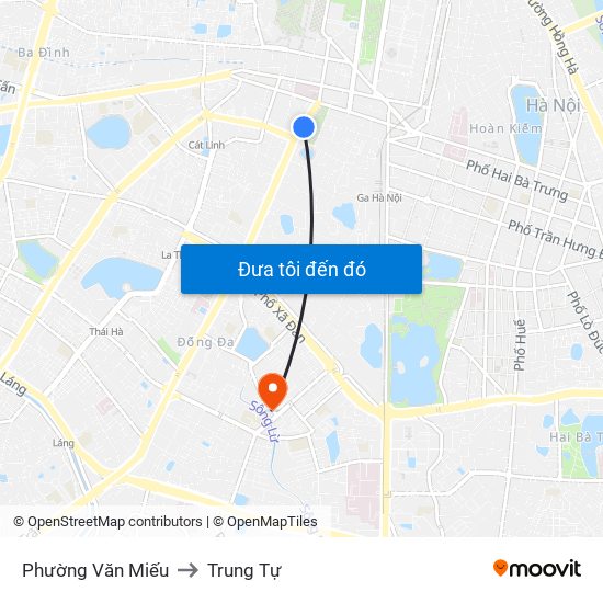 Phường Văn Miếu to Trung Tự map