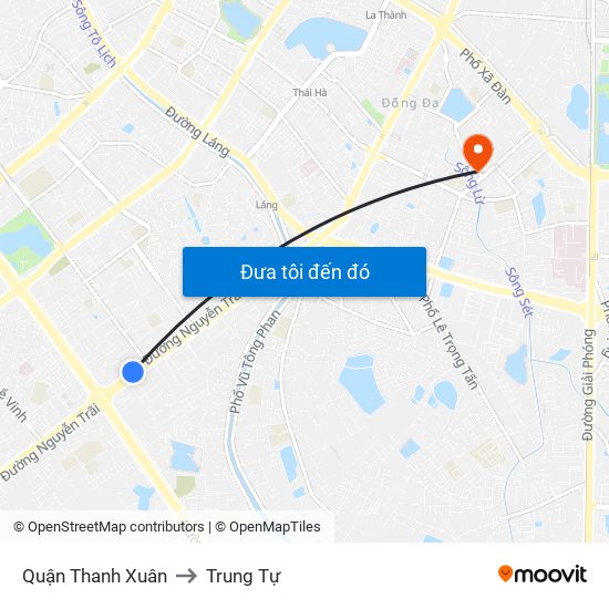 Quận Thanh Xuân to Trung Tự map