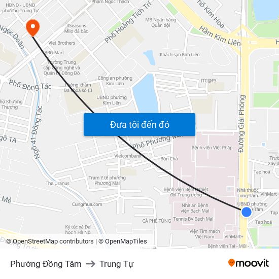 Phường Đồng Tâm to Trung Tự map