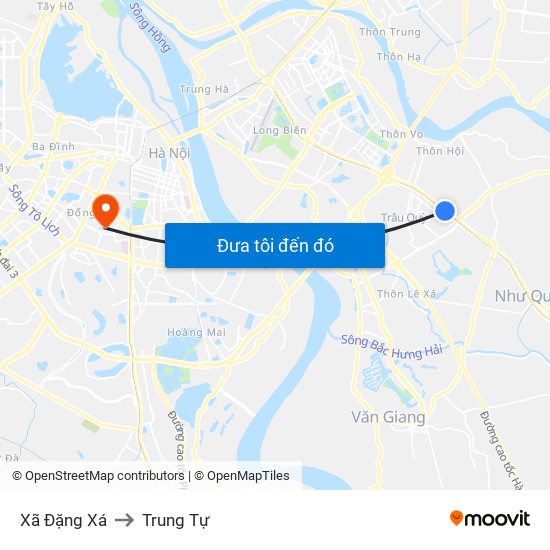 Xã Đặng Xá to Trung Tự map