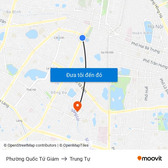 Phường Quốc Tử Giám to Trung Tự map