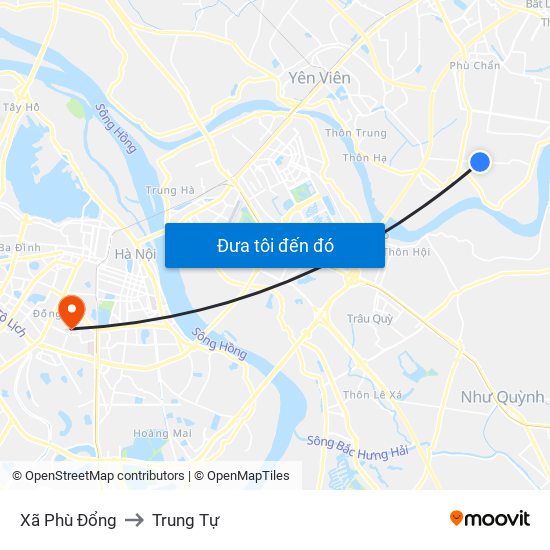 Xã Phù Đổng to Trung Tự map