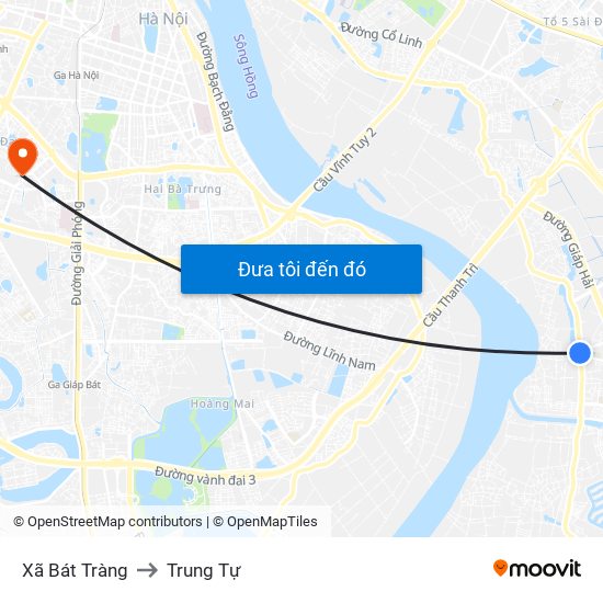 Xã Bát Tràng to Trung Tự map