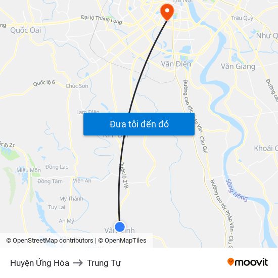 Huyện Ứng Hòa to Trung Tự map