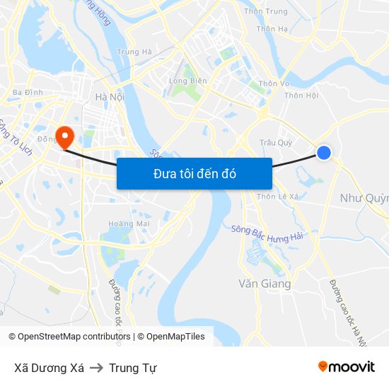 Xã Dương Xá to Trung Tự map