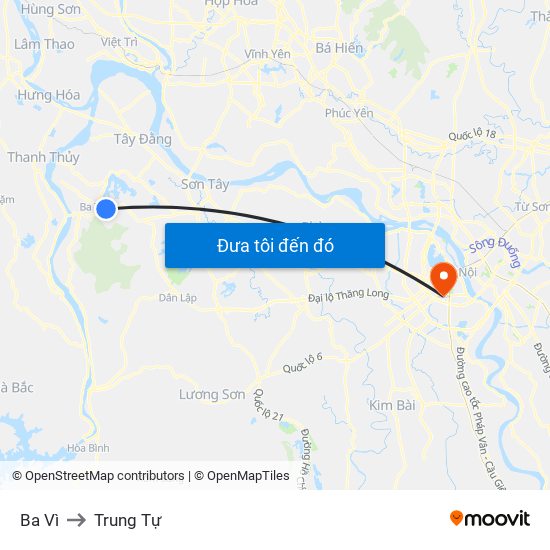 Ba Vì to Trung Tự map