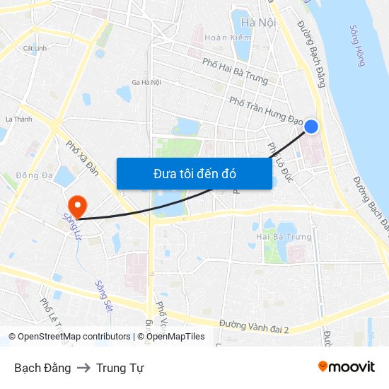 Bạch Đằng to Trung Tự map