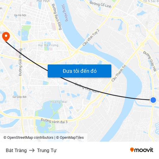 Bát Tràng to Trung Tự map