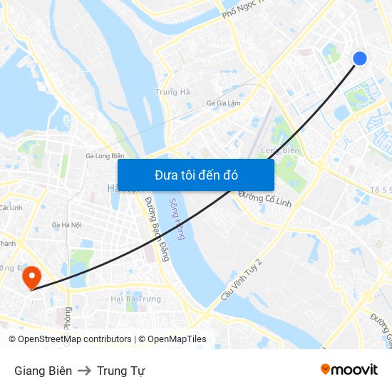 Giang Biên to Trung Tự map