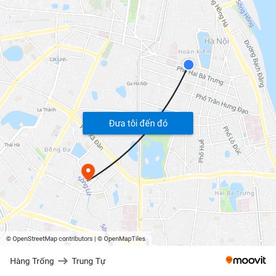 Hàng Trống to Trung Tự map