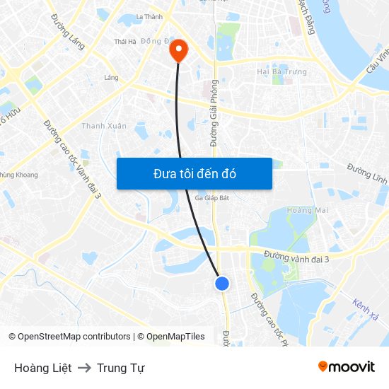 Hoàng Liệt to Trung Tự map
