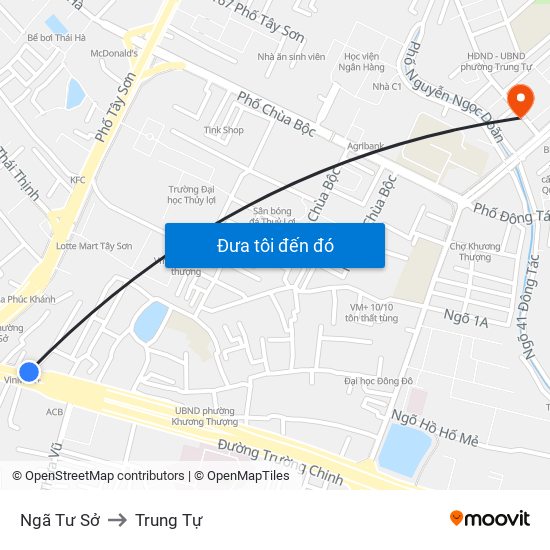 Ngã Tư Sở to Trung Tự map