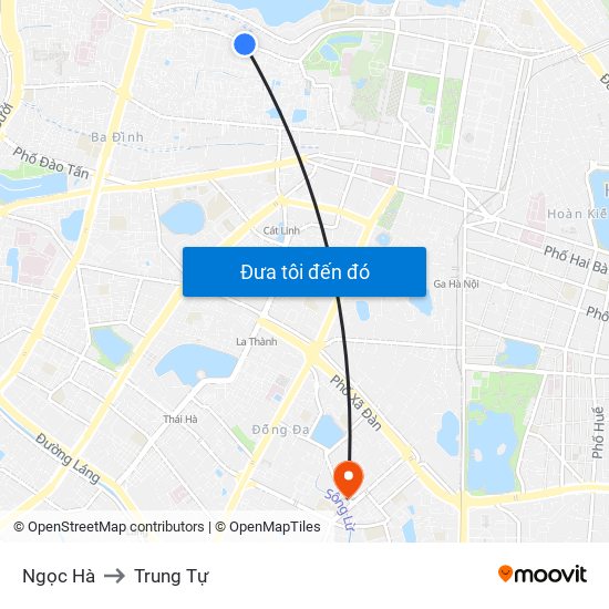 Ngọc Hà to Trung Tự map