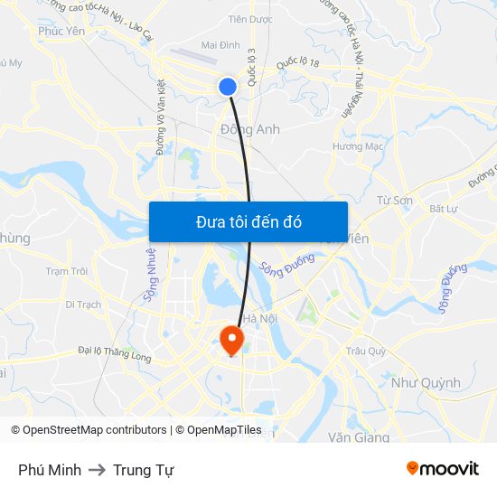 Phú Minh to Trung Tự map