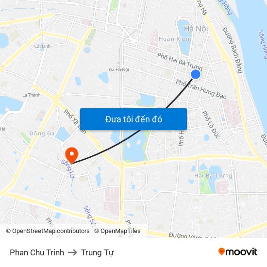 Phan Chu Trinh to Trung Tự map
