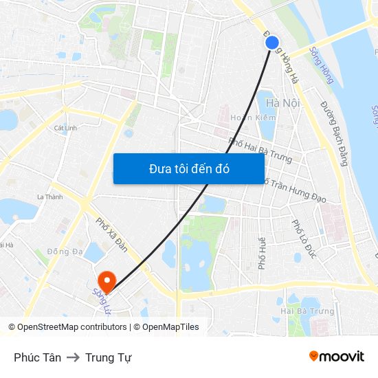 Phúc Tân to Trung Tự map