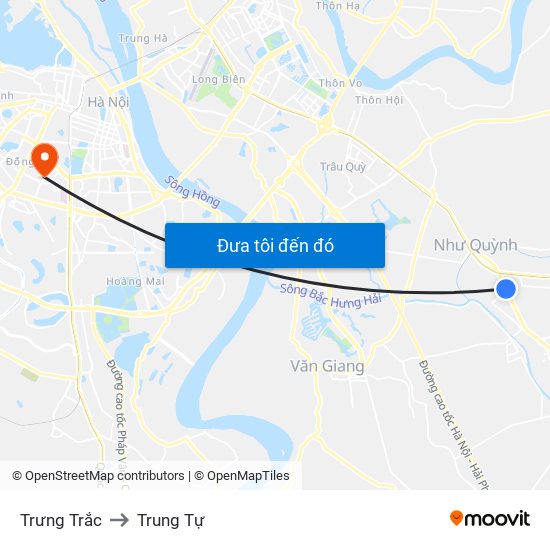 Trưng Trắc to Trung Tự map