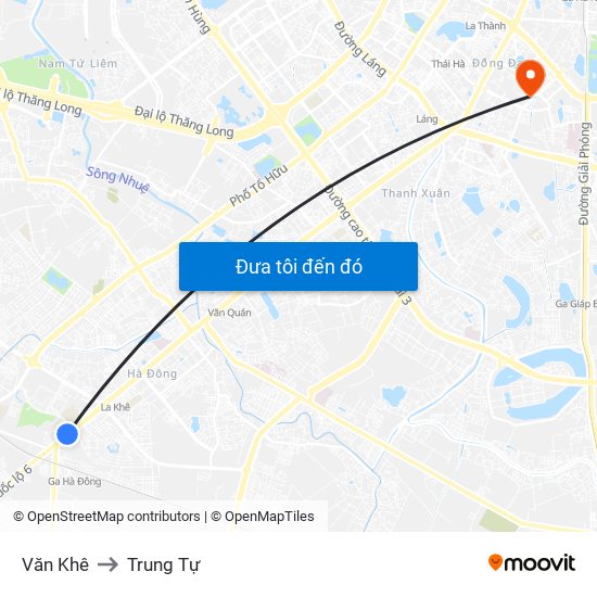 Văn Khê to Trung Tự map