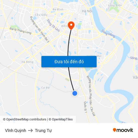 Vĩnh Quỳnh to Trung Tự map