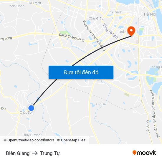 Biên Giang to Trung Tự map