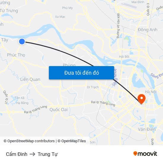 Cẩm Đình to Trung Tự map