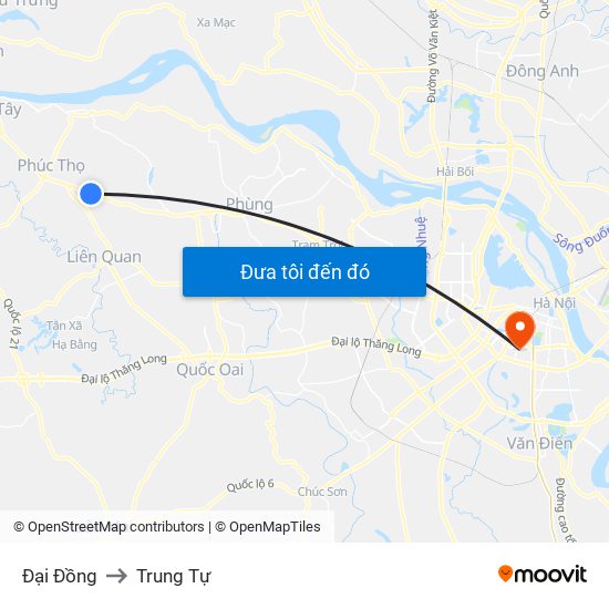 Đại Đồng to Trung Tự map