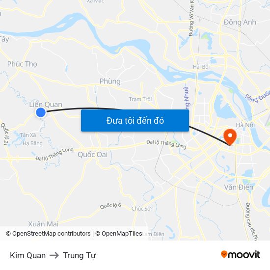 Kim Quan to Trung Tự map