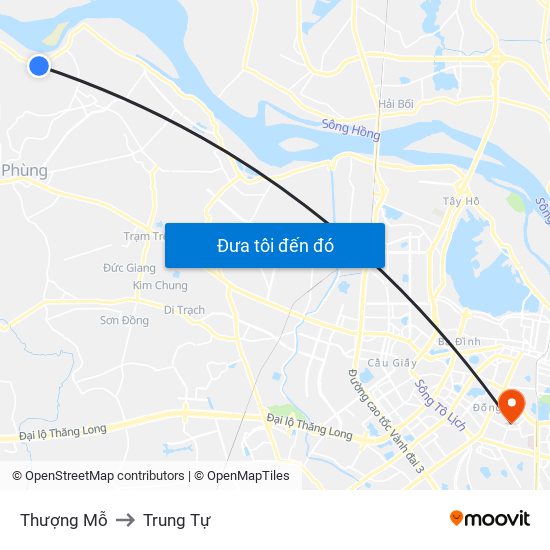 Thượng Mỗ to Trung Tự map