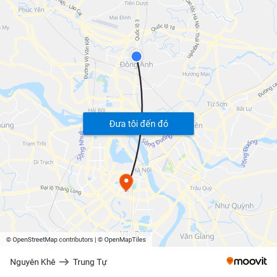 Nguyên Khê to Trung Tự map