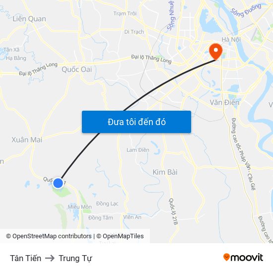 Tân Tiến to Trung Tự map