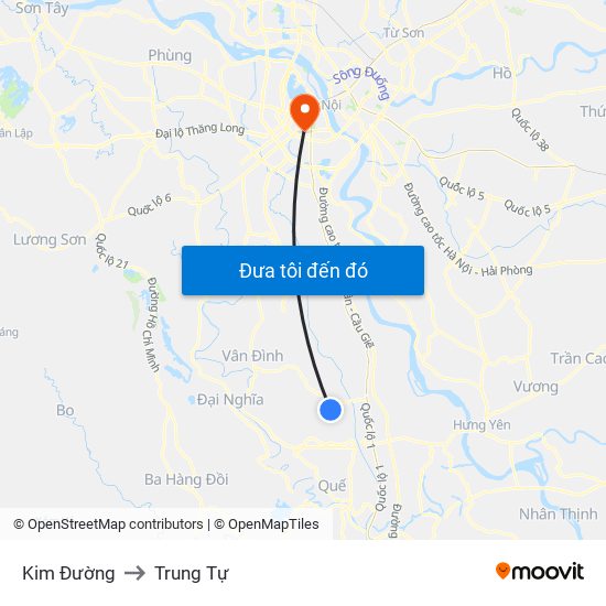 Kim Đường to Trung Tự map