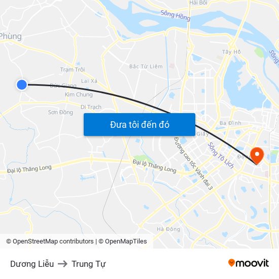 Dương Liễu to Trung Tự map