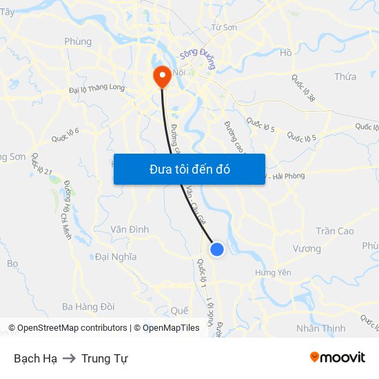 Bạch Hạ to Trung Tự map