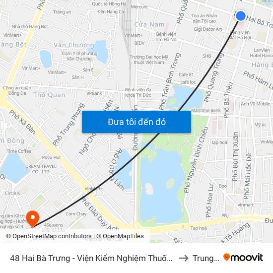 48 Hai Bà Trưng - Viện Kiểm Nghiệm Thuốc Trung Ương to Trung Tự map