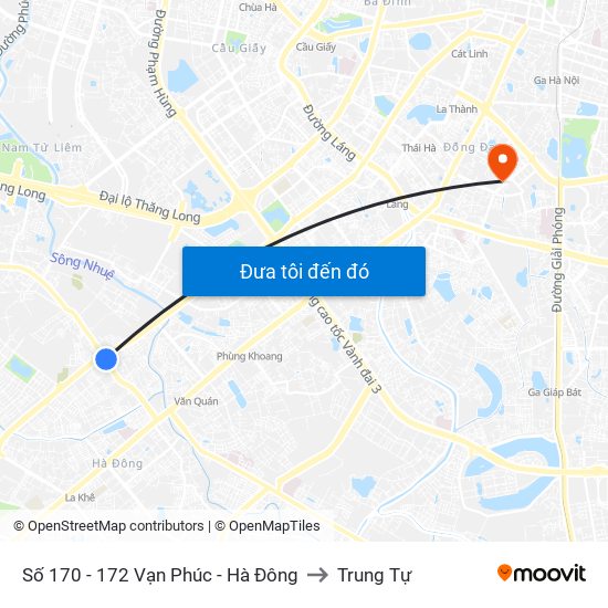 Số 170 - 172 Vạn Phúc - Hà Đông to Trung Tự map