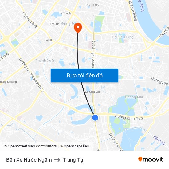 Bến Xe Nước Ngầm to Trung Tự map