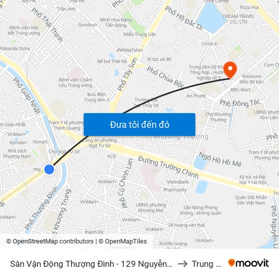 Sân Vận Động Thượng Đình - 129 Nguyễn Trãi to Trung Tự map