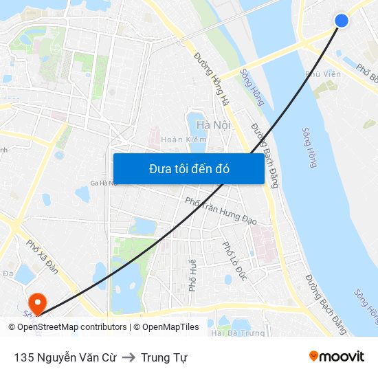135 Nguyễn Văn Cừ to Trung Tự map