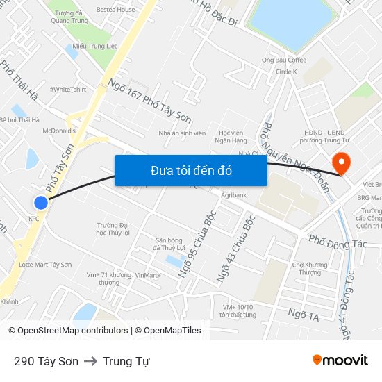 290 Tây Sơn to Trung Tự map