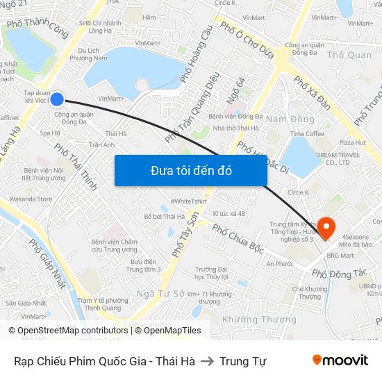 Rạp Chiếu Phim Quốc Gia - Thái Hà to Trung Tự map