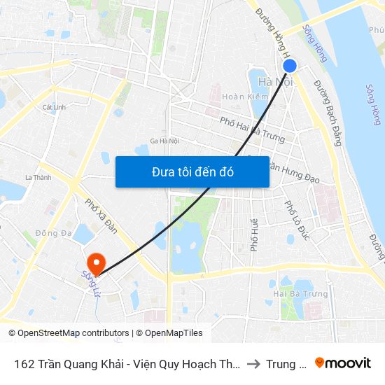 162 Trần Quang Khải - Viện Quy Hoạch Thủy Lợi to Trung Tự map