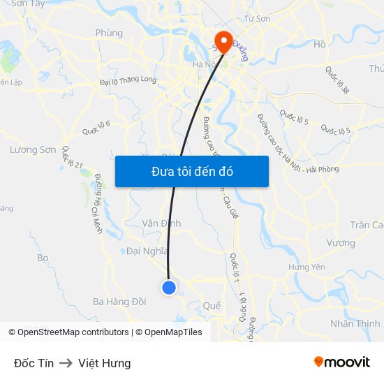 Đốc Tín to Việt Hưng map